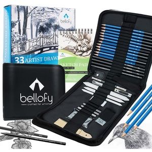 33 Piece Drawing Kit with 100 Sheets Pad